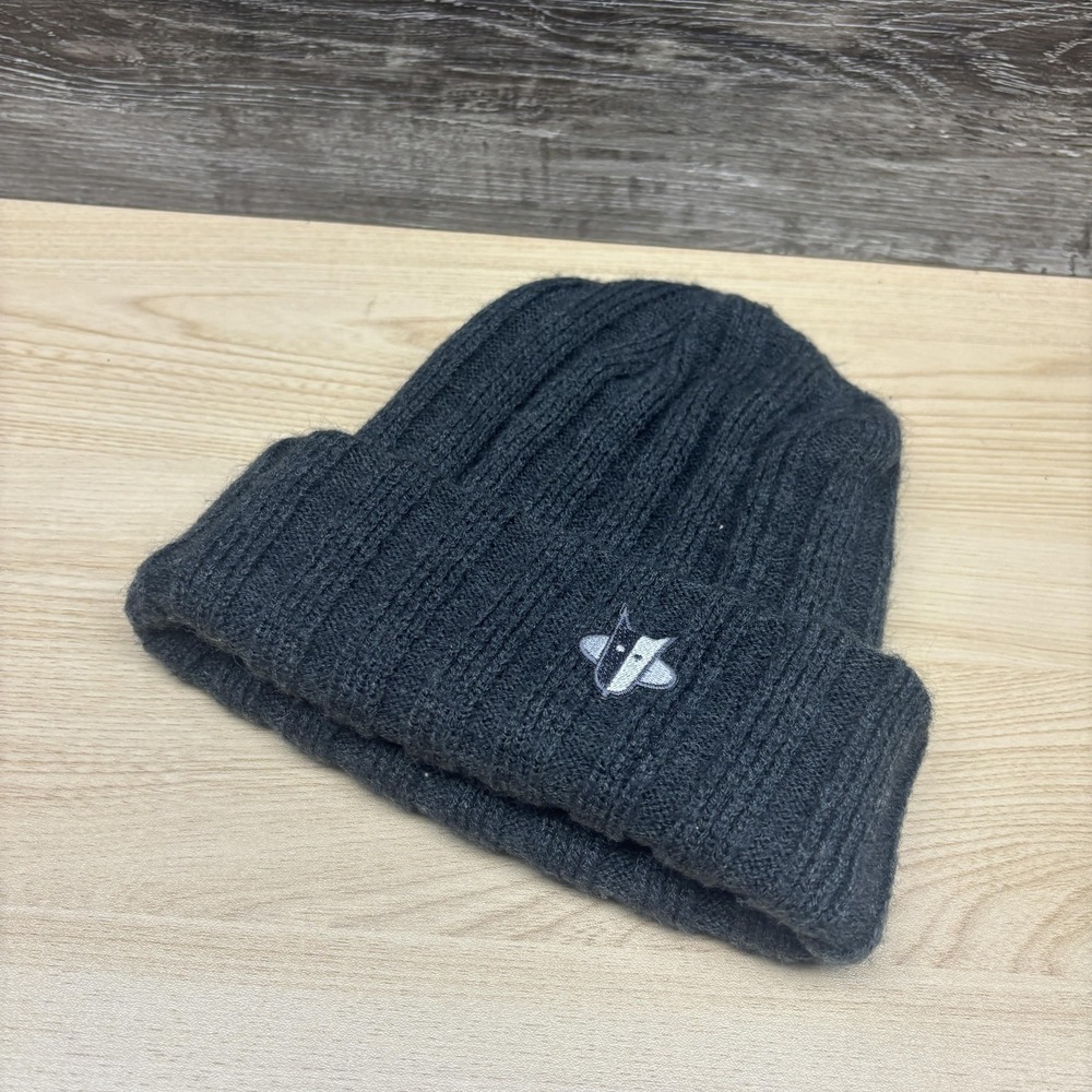 Attaboy Hat Beanie Fitted Charcoal Gray Knit Dog Logo Mens Made USA Winter